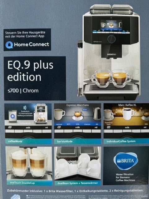 SIEMENS Kaffeevollautomat EQ.9 plus connect s700 Edelstahl, TI9575X7DE