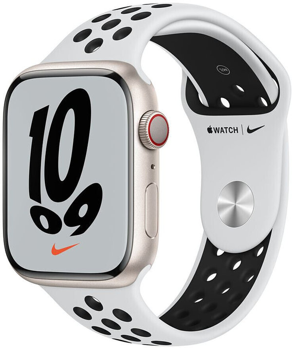 Apple Watch Series 7 Nike LTE 41mm Aluminium Sternenlicht Sportarmband Platinum #