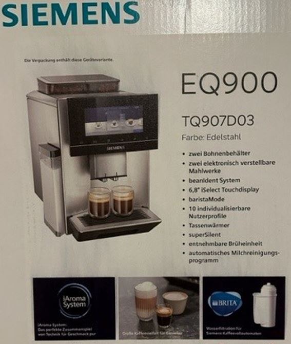 Siemens TQ907D03 EQ.900 Kaffeevollautomat Edelstahl